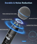 Diagram of Wireless Two Microphone System With UHF Dual-Channel Receiver And Metal Handheld Dynamic Mics For Karaoke, detailing components