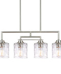 Monroe 28 Inch Modern Four Light Linear Kitchen Island Light With Hammered Glass Shades Brushed Nickel Finish