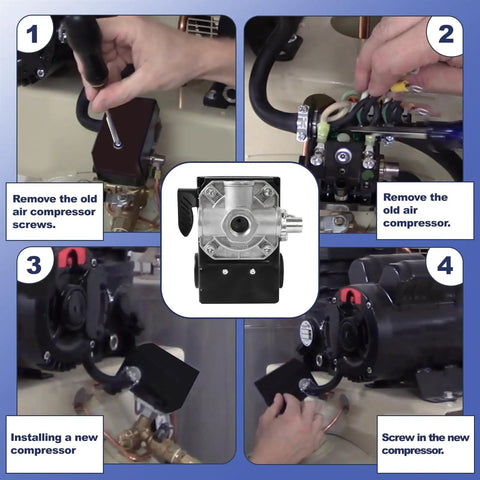 Installation of Two Stage Air Compressor Pressure Switch For 2340 2475 2545 And 7100 Series With Unloader And On Off Control Replaces 23474570 135 Psi Cut In Higher Cut Out Compatible With Three Phase And 5 To 7.5 HP Single Phase