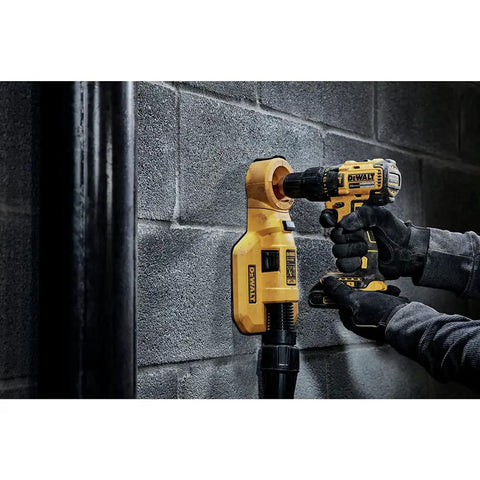 Compact Cordless Hammer Drill Kit With Brushless Motor, 20V Max Power, in use drilling into concrete wall