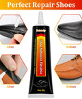 Transparent Shoe Glue For Repairs High Strength Polyurethane Adhesive For Shoes Boots Leather And More Waterproof Non Whitening Low Odor Durable Bond 60g Pack with shoe before and after application