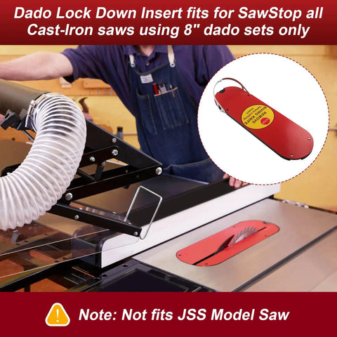 Dado Lock Down Insert Replacement Zero Clearance For Table Saws With 8 Inch Dado Sets Fits Cast Iron Saws Not For JSS Models