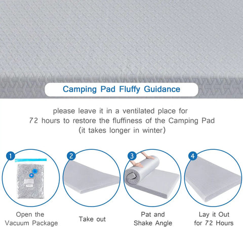 Memory Foam Camping Pad 3 Inch Thick Soft Sleeping Pad With Waterproof Cover Roll Up Cot Pad Topper instructions