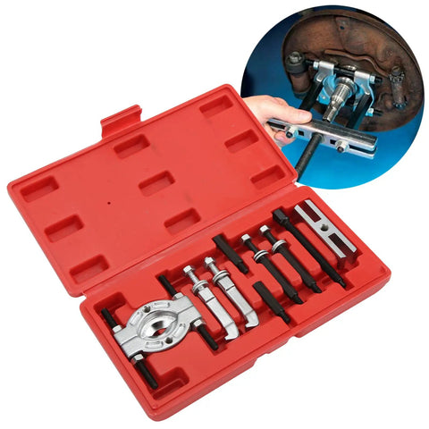 9 Piece Bearing Separator Puller Set Portable Tool Kit For Quick And Easy Disassembly Premium Metal Construction in red case