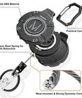 Heavy Duty Retractable Keychain Badge Reel With Carabiner And 31.5 Inch Dyneema Cord, exploded view showing materials and features