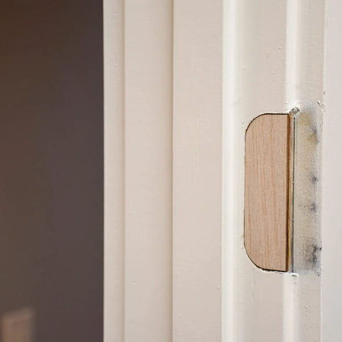 Door Hinge Filler Plates 3.5 Inch Wood, 8 Pack, Paintable and Stainable, Lightweight and Modifiable DIY Gap Covers for Removing Doors, Hinge Mortise Repair for a Clean Look