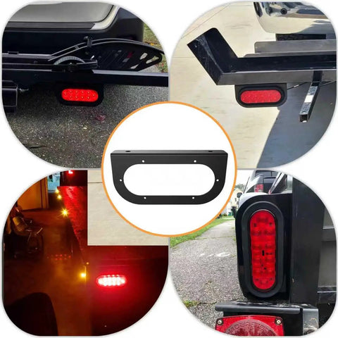 4 Pack 6 Inch Oval Tail Light Mounting Brackets, L Shaped, Powder Coated Steel 3mm, Flush Mount For Oval LED Trailer Lights