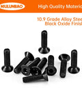 M4 0.7 X 10mm Flat Head Hex Socket Cap Screws Bulk Pack shown in black oxide finish and 10.9 grade alloy steel.
