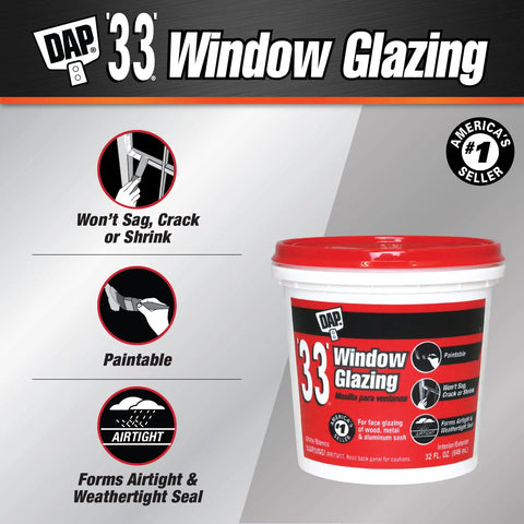 Ready To Use White Window Glazing Compound 32 Oz Tube Builds Rock Solid Airtight And Watertight Seal For Wood Metal Aluminum Sash Slick Finish Diy Home Upgrade Without Any Headache