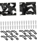 50 Pack Tough As Nails Manganese Steel Furniture Connectors Lock Down Cabinets And Wardrobes With Invisible Hardware Zero Wiggle Room Super Tight Assembly Heavy Duty Desk Brackets In Matte Black including black cam locks and screws.
