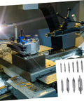 KALLORY 12-piece high-speed steel center drill bit set with 60° chamfer for metal and wood on a milling machine.