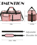 Three In One Travel Gym Bag Set For Women, Large Carry On Duffle Tote With Shoe Compartment, dimensions with adjustable strap
