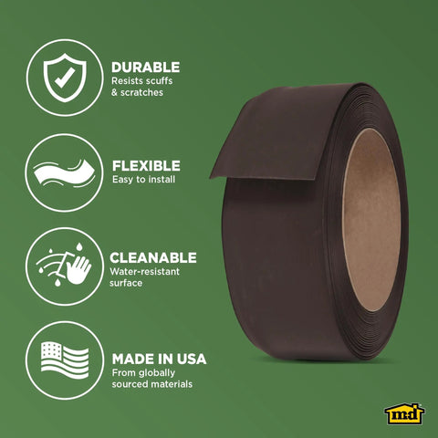 4 Inch By 60 Foot Dry Back Vinyl Wall Base Flexible Trim With Toe Easy Install Molding For Floors And Baseboards Brown