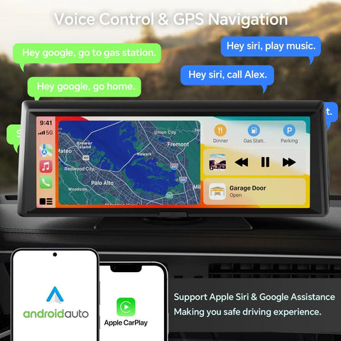 8.1 Inch Wireless CarPlay Car Stereo with Android Auto and Mirror Link displaying GPS navigation on touchscreen in vehicle