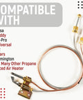 Front view of water heater pilot assembly with 24-inch copper tube and brass fittings for gas water heaters
