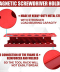 Heavy Duty Magnetic Tool Holder Rack For Screwdrivers And Pliers Wall Mount Pegboard Organizer showing steel material and welds