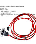 Six Pack 3D Printer Endstop Switch Kit With 3 Pin Cables For Ramps 1.4, shown with limit switch and red cables.