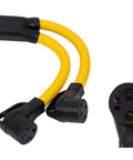14-50P To Dual 14-50R Y Splitter Cable, 3 Feet, 120V/240V 50 Amp, 4 Prong Male To Two 4 Prong Receptacles in yellow