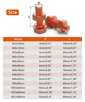 M8 Hex Bolts Nuts Washer Kit with 2 hex bolts, 2 nuts, table of sizes, pure copper T2 material, rustproof DIY fastening, 20mm length
