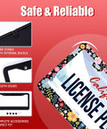 Colorful Floral License Plate Frame Personalize Your Ride Stainless Steel Universal Car Decor Fits Standard US Plates 12.2 X 6 Inches With 2 Holes And Screws