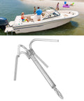 Four Claw 316 Stainless Steel Anchor Grappling Hook for Marine Boats and Yachts, heavy duty, shown on a sandy beach with a boat.