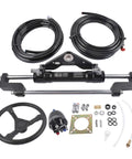 Outboard Boat Steering Kit With 13.5 Inch Aluminum Wheel 18 Foot Hoses And 6.9 MPa 1000 PSI PSI Helm Pump Built Tough For 300HP Boats