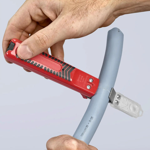 Heavy Duty Cable Stripper Tool For 8 To 28 Millimeter Wires, 9 Inch Length, stripping grey cable, red handle grip