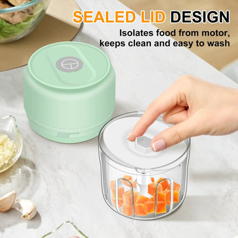Chill Out With This Tiny Wireless Garlic Chopper That Zips Mini Food Processing. Compact sealed lid design for easy washing.