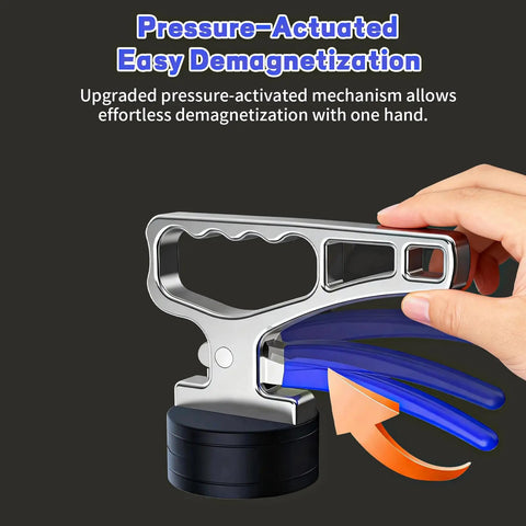Heavy Duty Magnetic Pickup Tool With Quick Release showing ergonomic handle and pressure-actuated demagnetization feature
