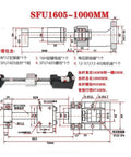 Ultra Smooth Low Backlash Ball Screw SFU1605 1000mm For CNC Machines Rock Solid Linear Motion With Rolling Friction And Rugged Bearing Steel Build For Peak Precision And Reliability, technical diagram