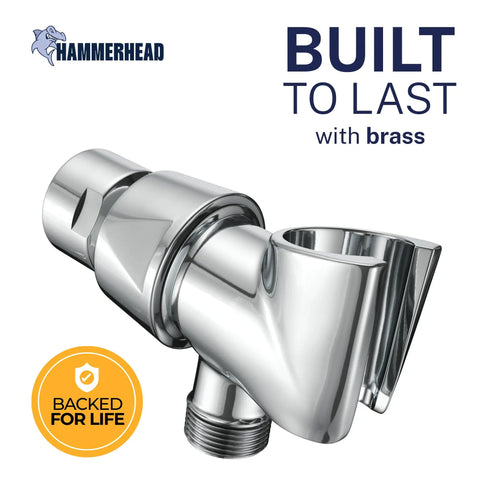 Beefy Solid Metal Handheld Shower Head Holder Chrome Adjustable Wall Hook Bracket With Pivot Ball And Hose Holder