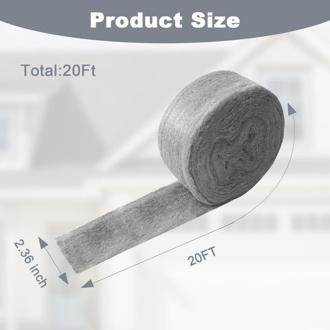 Steel Wool Mice Blocker Kit With 20 Ft Stainless Steel Wool Fill Roll for Gap Sealing