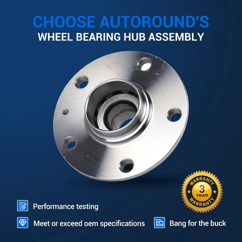Rear Wheel Bearing And Hub Assembly Non ABS Pair For Audi A3 2006-2020 showing silver hub with bolt holes on blue background.