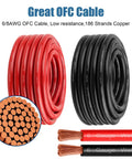 8 Awg Battery Power Cable 20 Foot Red And Black Bundle Includes Flexible Oxygen Free Copper Wire, showing two wires.