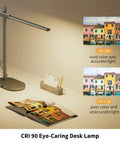 Modern Desk Lamp Metal Aluminum Alloy Dimmable LED Desk Light With USB Charging Port Eye Caring Table Lamp Touch Control Five Color Modes And Six Brightness Levels Timer For Home Office And Bedroom with CRI 90 display