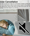 8 Piece Toilet Seat Bumpers Replacement Compatible With Cachet Brevia Glissade ReadyLatch K4636 K4637 K4783 K4713. Image of closing seat and sleeping child.