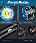 Beast Mode Narrow Beam Dive Light For Night Dives And Snorkeling, 4 Modes, IPX8 Waterproof To 50m, Aluminum Detail