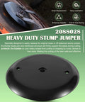 Beefed Up Heavy Duty Reinforced Stump Jumper for Rotary Mowers, black, with gear hole, shown against green background.