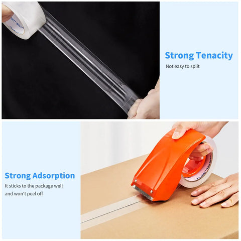 Clear Packing Tape Pack for Shipping and Moving, Heavy Duty Sealing Tape with Thick 2.8 Mil BOPP Adhesive applied to cardboard box
