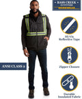 Hi Vis Yellow Insulated Safety Vest For Men With Reflective Tape Construction Workwear High Visibility Vest For Cold Weather Large Size