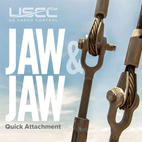 Rock Solid Five Pack Jaw And Jaw Turnbuckles One Inch By 24 Inches Rated For Ten Thousand Pounds with wire rope and quick attachment.