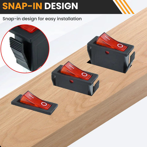 Two Pack Boat Shaped Rocker Switches With 2 Pins And 2 Positions On And Off 250V 15A Or 125V 20A Dope Marine Grade Toggle Switches For Boats RVs Trailers Electronics, snap-in panel view