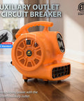 Quarter Horsepower 1100 CFM Air Mover Blower Fan, Carpet Drying Fan with auxiliary outlet and circuit breaker, orange