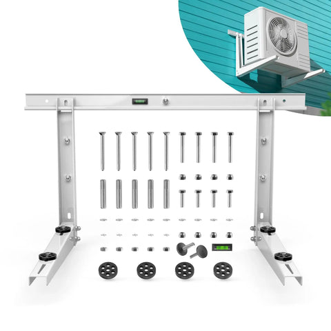 Beefy Outdoor Mini Split Wall Mount Bracket For 9000 To 36000 BTU Units Weatherproof Mount With Drill Bit And Anti Vibration Pads