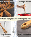Premium Wooden Cooking Spoon Set of Three Dishwasher Safe and Heat Resistant Kitchen Utensils for Nonstick Pans displayed with water.
