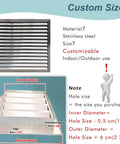 Heavy Duty Stainless Steel Vent Grille 26 By 26 Inch Louvered Access Panel With Integrated Filter For Drywall Hvac Return Air Register Quick Snap Fit Sleek Finish, showing customizable sizes and installation details.
