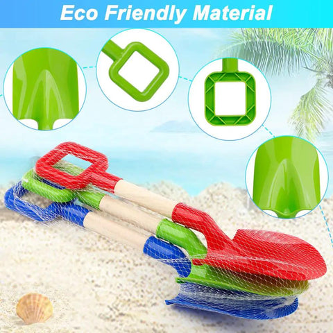 16 Inch Kids Beach Shovels Set With Wooden Handles And ABS Plastic Scoops Durable Sand Spades For Shoveling And Digging