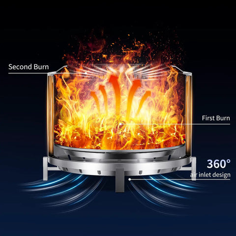 Diagram of Smokeless 27 Inch Stainless Steel Fire Pit For Outdoors Wood Burning Bonfire Pit with airflow design details.