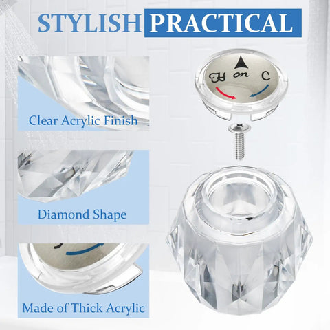 Single Shower Knob Replacement Kit For 600 Series Tub And Shower Faucets with clear acrylic knob and set screw