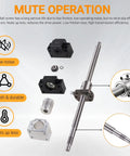 Heavy Duty Two HGR20 Linear Guide Rails 1000Mm With Four Blocks And 1050Mm RM1605 Anti Backlash Ballscrew Kit mute operation diagram